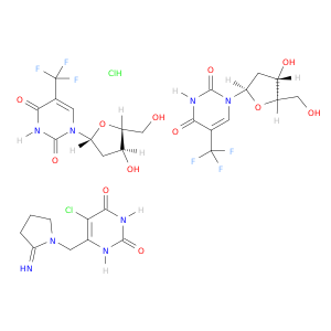 1-((2R,4S,5R)-4-羟基-5-(羟甲基)四氢呋喃-2-基)-5-(三氟甲基)嘧啶-2,4(1H,3H)-二酮 5-氯-6-((2-亚氨基吡咯烷-1-基)甲基)嘧啶-2,4(1H,3H)二酮盐酸盐
