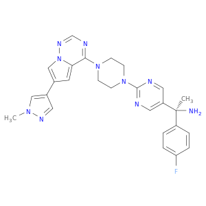 (1S)-1-(4-氟苯基)-1-(2- {4-[6-(1-甲基-1H-吡唑-4-基)吡咯并[2,1-f][1,2,4]三嗪-4-基]-1-哌嗪基} -5-嘧啶基)乙胺