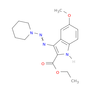 1H-Indole-2-carboxylic acid, 5-methoxy-3-(1-piperidinylazo)-, ethyl ester