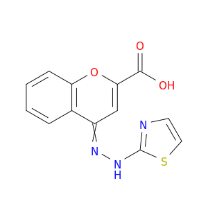 4H-1-Benzopyran-2-carboxylic acid, 4-(2-thiazolylhydrazono)-